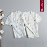 7月8日 0点上新|日系男童棉麻文艺范衬衫 儿童夏季格子短袖衬衣