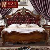 享之美 新古典美式床实木床双人床奢华欧式床橡木结婚床描金1.8米