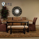 酒店桌椅T组合办公桌椅 提供简单安1木酒吧桌美式复古铁艺实 餐桌