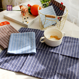 外贸棉麻日式宜家风条纹餐垫布隔热茶巾餐盘垫烘焙拍美食背景布