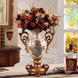 克里斯丁 欧式花瓶  复古家居装饰品摆件 客厅玄关摆设树脂工艺品