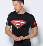 紧身衣男款 英雄系列美国队长超人跑步训练健身服弹力运动T恤短袖