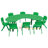 月亮桌 幼儿园早教儿童桌弯形塑料桌椅月牙桌学生桌学习桌8人桌
