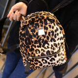 女包双肩包 2016新款时尚潮流冬季豹纹旅行女士背包 铆钉迷你书包