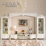 乔克斯法式实木电视柜 欧式客厅玻璃门酒柜储物地柜组合家具