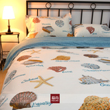 地中海海洋贝壳纯棉床品酒店客栈样板房四件套被套海底床上用品