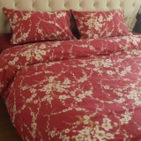 4件套床单被套外贸原单中式红色梅花 60支纯棉婚庆床上用品四件套