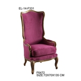 亿联欧式新古典实木桦木金色雕刻木架紫红色金丝绒布休闲沙发围椅