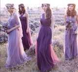 2015新款女神网纱长裙伴娘裙 一件多穿姊妹裙 紫色晚礼服敬酒礼服