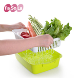 日本FaSoLa洗菜篮双层沥水篮水果盘长方形果篮塑料厨房洗菜盆