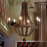 北欧式简约美式复古吧台客餐厅乡村工业风橡木桶吊灯