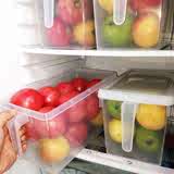 日本冰箱保鲜盒塑料大容量长方形带把食品冰箱收纳盒杂物盒饭盒