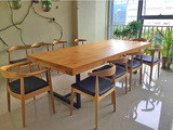 翔乐 美式复古实木餐桌电脑桌做旧会议桌洽谈桌椅办公桌椅 可定制