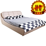 欧宝斯可馨吉斯君梦美同款软床现代真皮床1.5  1.8米双人床婚床