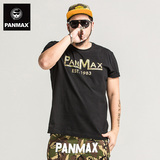 PANMAX潮牌大码男装 胖哥大码宽松时尚迷彩色字母印花男士短袖T恤