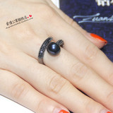 APM MONACO同款天然珍珠戒指女纯银开口指环韩国微镶饰品定制礼物