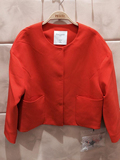 太平鸟女装2016春季新款正品代购圆领短款外套纯色红A2BB6122116