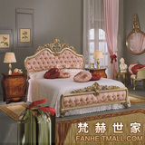 欧式奢华布艺拉扣双人床1.8米别墅卧室女孩床金色雕花公主床