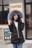 2015韩版秋冬新款大毛领女式羽绒服 修身型中长款羽绒服女款外套