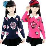 儿童羊绒衫冬季新款韩版中大女童毛衣套头翻领厚款针织打底衫外套