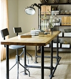 美式工业LOFT风格简约双人实木家居餐桌工作台书桌吧台办公桌