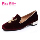 Kiss Kitty欧美英伦风女鞋子2015新款方头复古低跟单鞋休闲潮