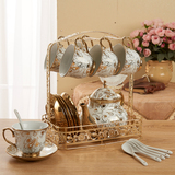 咖啡杯套装套具欧式高档水杯镀金陶瓷金边茶具套装整套 结婚送礼