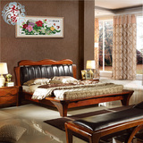 现代新中式纯实木床 胡桃木皮靠床 胡桃木床1.8米双人床大床婚床