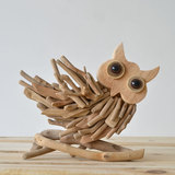 居慢生活 纯手工木质猫头鹰摆件摆设实木家居装饰工艺品礼物创意