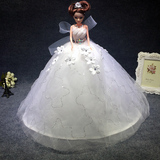 芭比娃娃婚纱公主豪华套装女孩玩具3D真眼梦幻拖尾时尚类摆件