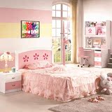 儿童床1.2米1.5米小女孩床公主床高箱储物卧室粉色家具套房组合