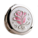 梵圣Fasn珐琅化妆镜便携随身小镜子粉色玫瑰女生日礼物创意礼品