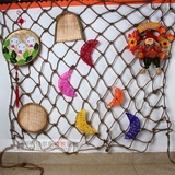 幼儿园装饰麻绳编织网创意装饰网农家风渔网编织网挂饰空中吊饰