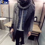 RZK秋冬时尚潮流个性围脖新款男士加厚毛衣韩版修身渐变开衫外套