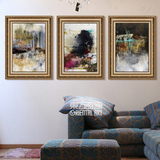 简欧式美式客厅壁画三联画墙画沙发背景装饰画有框画挂画抽象水彩