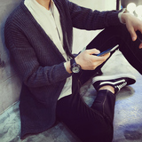 2015夏季薄款中长款男士英伦毛衣外套韩版修身针织衫男青年开衫潮