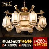 沙尔克新中式全铜客厅吊灯餐厅复古中国风灯具古典纯铜别墅灯饰