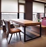 美式loft复古铁艺餐桌电脑桌工业风实木工作桌书桌咖啡桌北欧餐桌