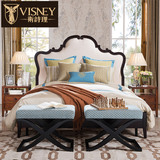 卫诗理欧式家具 简美实木布艺软靠双人床 美式大户型1.8米婚床 H3