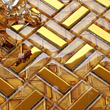 T晶滢 166金色水晶玻璃电视背景墙贴 电镀镜面马赛克瓷砖卫生间