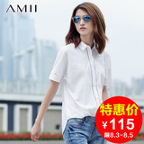Amii短袖衬衫女2016夏装新款韩版ol通勤白色衬衣艾米女装夏天潮款