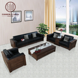 佐必林北美黑胡桃沙发组合中式实木沙发储物头层牛皮沙发新款豪华