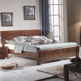 实木简约双人床现代中式全原木成人婚床经济型简易卧室专柜家具