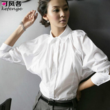 2016春装新款韩版女装气质百搭宽松灯笼袖白色衬衫长袖职业装衬衣