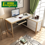 北欧现代旋转转角台式电脑桌 简约卧室家用烤漆书桌书柜书架组合