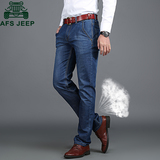 战地吉普春季牛仔裤 男式薄款中腰直筒修身 AFS JEEP中年男裤子