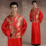 秀禾服男士古装中山装红色唐装 中式婚礼服装新郎装 龙纹结婚礼服