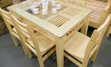 杭州全套实木松木家具订做玻璃双层餐桌餐椅厂家直销