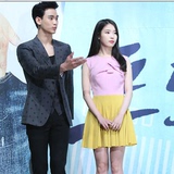 代购正品2015夏韩剧发布会白百合明星同款撞色短袖假2件套连衣裙