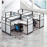 办公家具职员L形办公桌4人办公桌椅 组合屏风工作位现代简约黑色